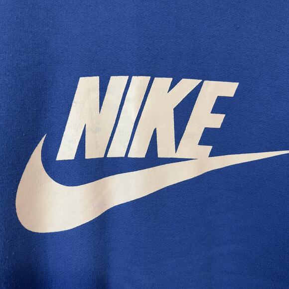 VTG 80s Nike Gray Label Crewneck Sweatshirt Size S Blue White Big Swoosh Logo - Picture 3 of 8
